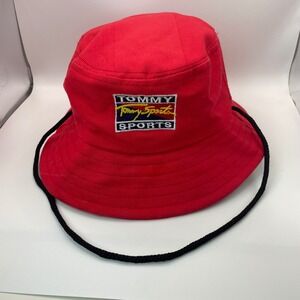 Vintage Tommy Hilfiger Tommy Sports Bucket Hat Red Made in USA One Size